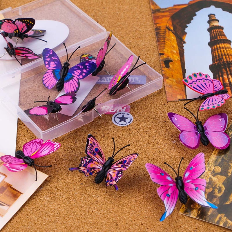 Yalis 12 Pcs Decorative Thumbtacks Pink Cute Pushpins for Feature Wall, Whiteboard, Corkboard, Photo Wall (Pink Butterfly) - Image 4